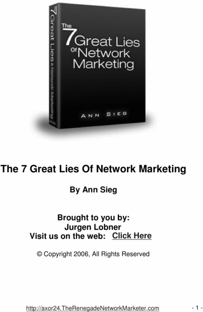 Product picture 7 Great Lies of Network Marketing